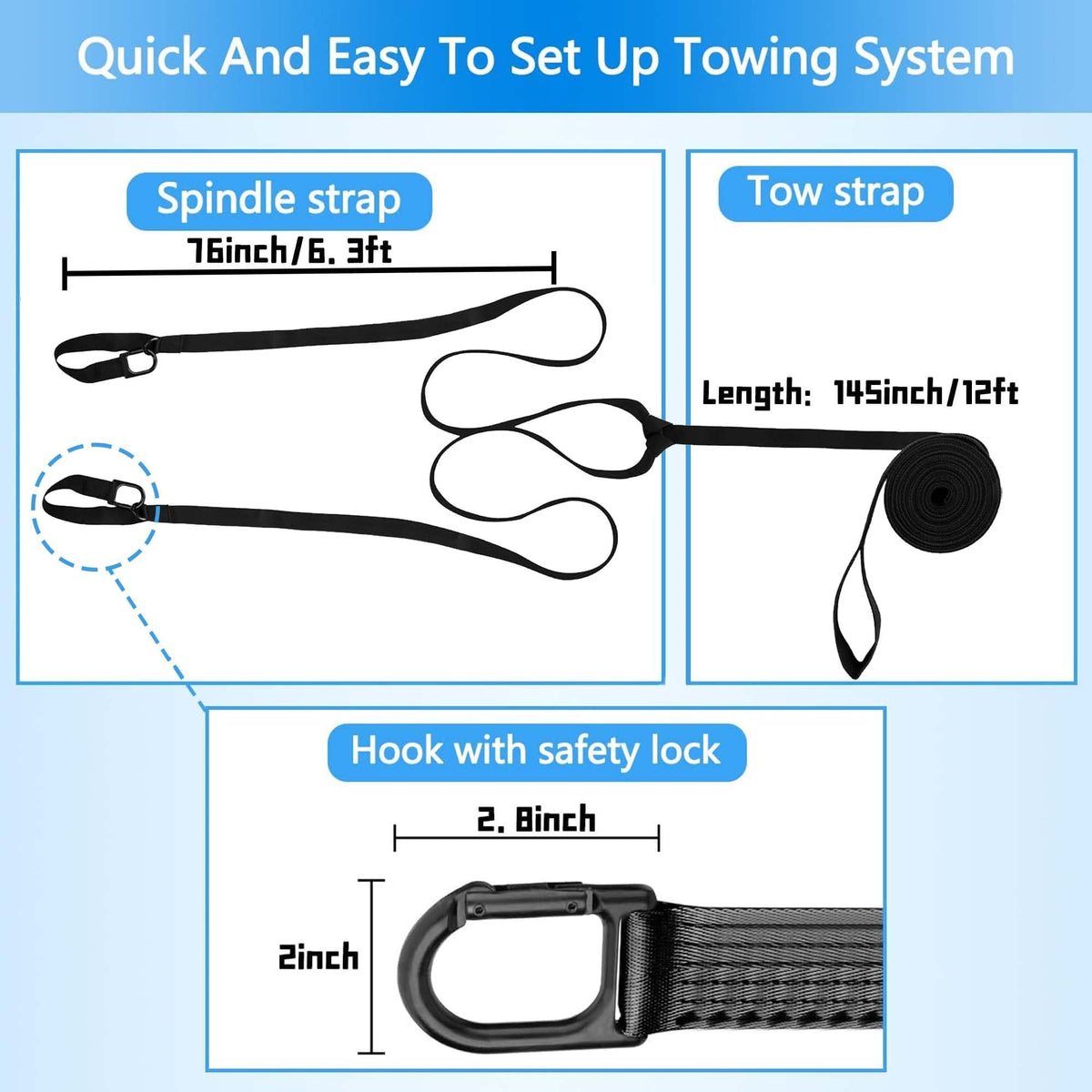Heavy-Duty Emergency Off-Road Tow Strap with Two Hooks