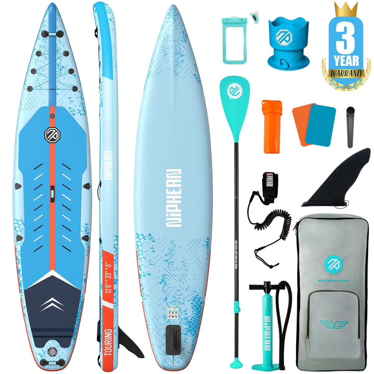Niphean 10'6"/12'6" Inflatable SUP Board with Accessories