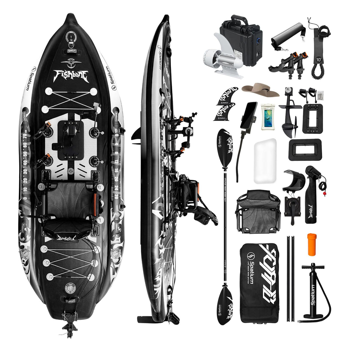 Spatium Inflatable Pedal Fishing Kayak with 360° Swivel Seat