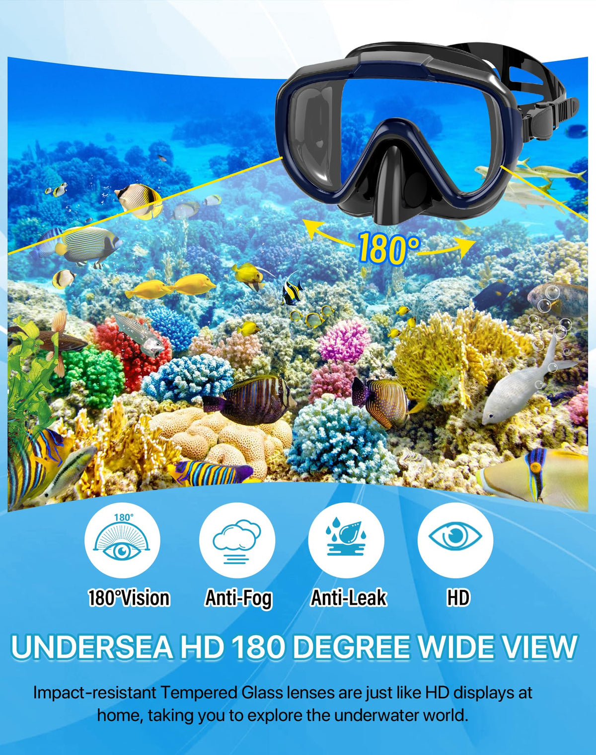 Ubekezele 4-in-1 Adult Snorkeling Set with Mask and Snorkel
