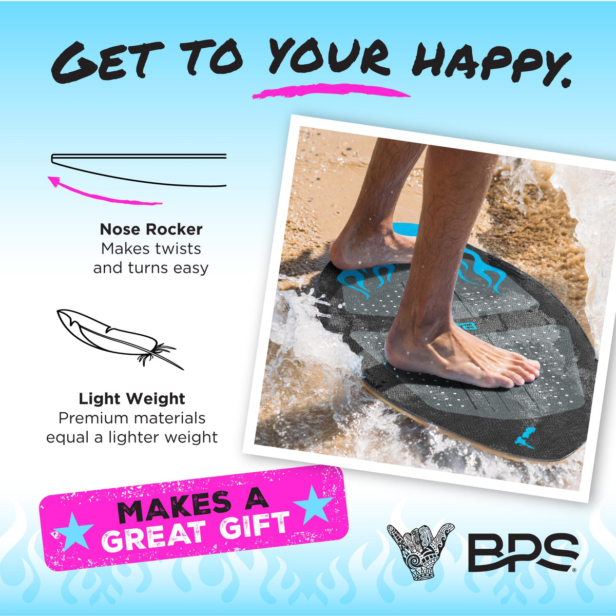BPS Flame Wooden Skimboard for Kids and Adults