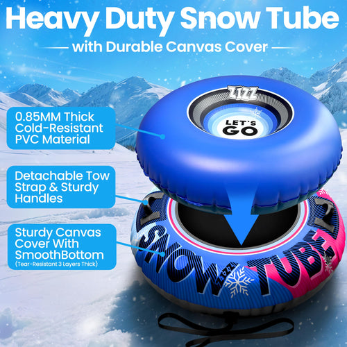48-Inch Heavy-Duty Snow Tube with Canvas Cover for Sledding