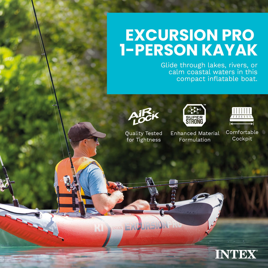 INTEX Excursion Pro Inflatable Kayak Set with Paddles & Pump