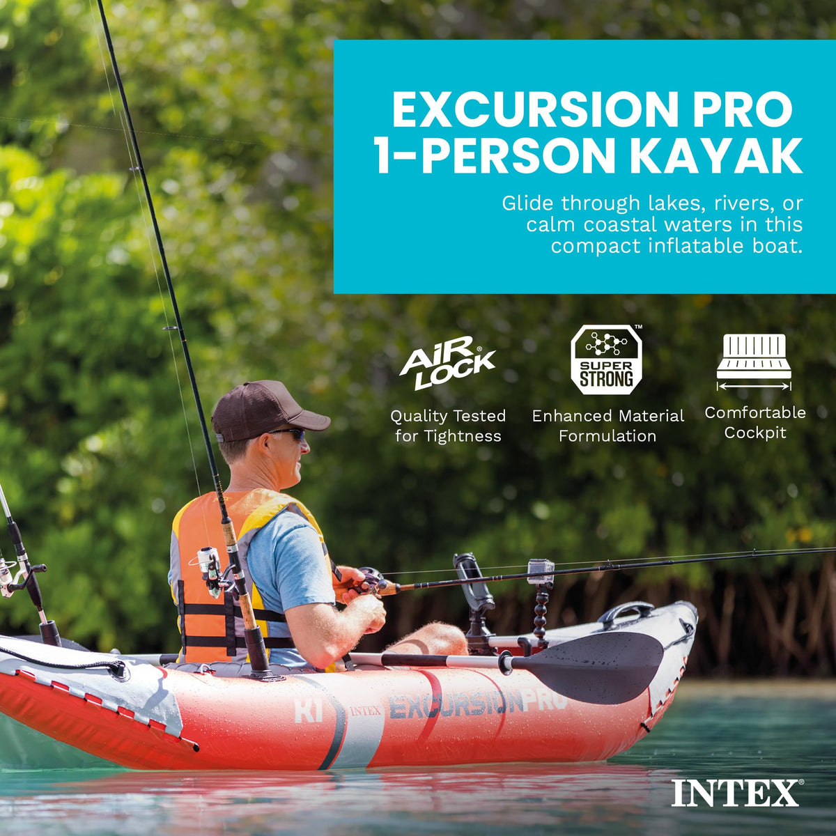 INTEX Excursion Pro Inflatable Kayak Set with Paddles & Pump