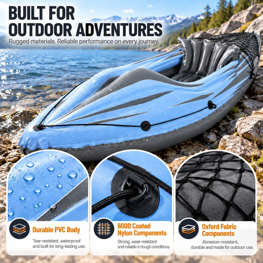 1-Person Inflatable Kayak with 86-Inch Paddle and Skeg