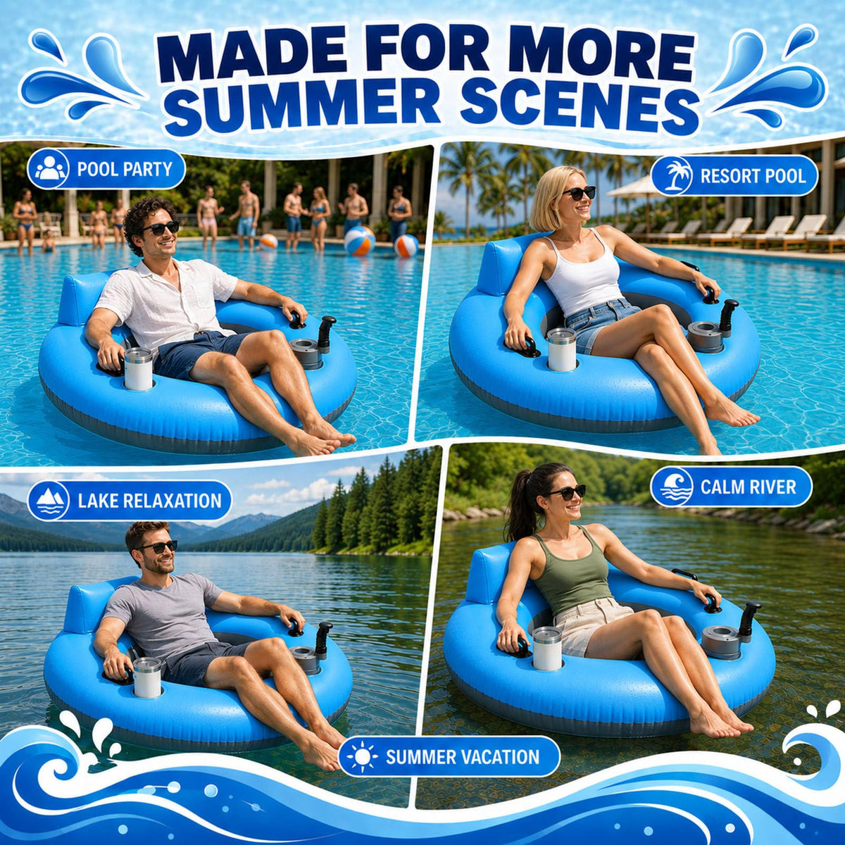 Motorized Inflatable Pool Float Lounger for Adults