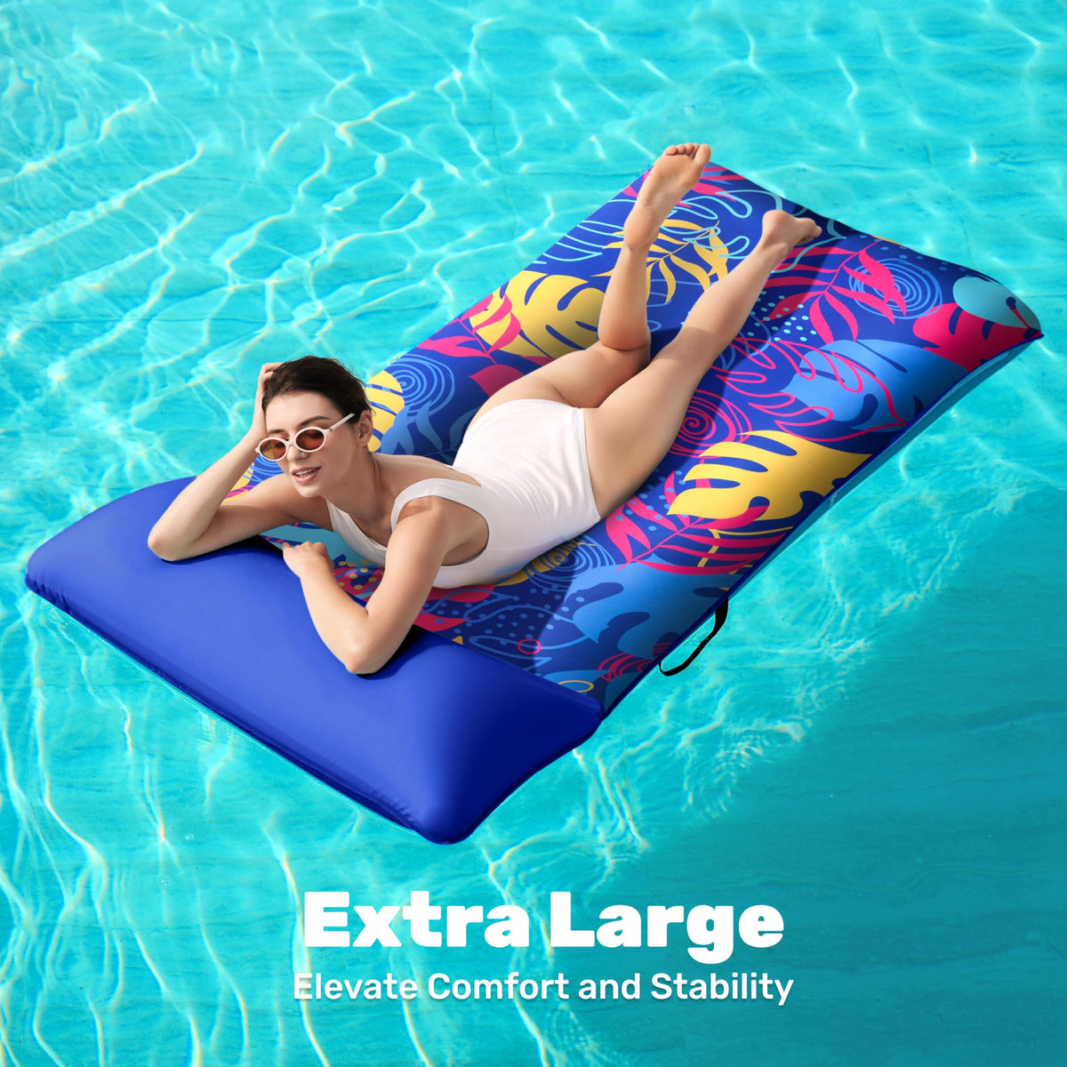 SLOOSH XL Fabric-Covered Inflatable Pool Lounger with Headrest