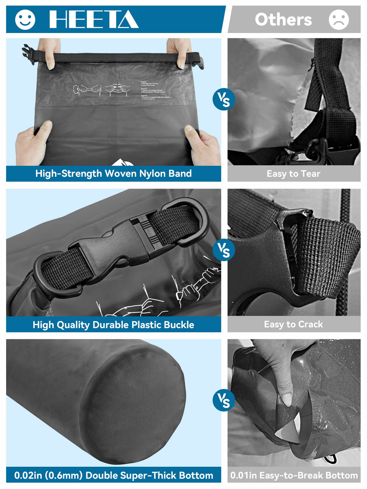 Waterproof Dry Bag Backpack with Phone Case for Kayaking