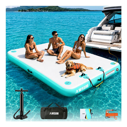 AWSUM 6–15 ft Inflatable Floating Dock for Water Activities