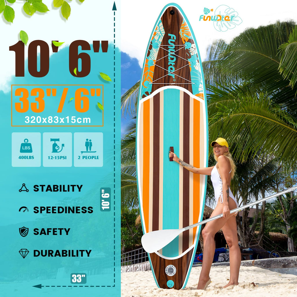 FunWater Inflatable Paddle Board with Beginner SUP Accessories