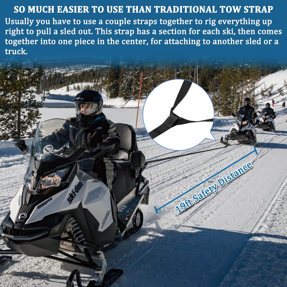 Botepon 10-Foot Snowmobile and ATV Tow Rope with Hook