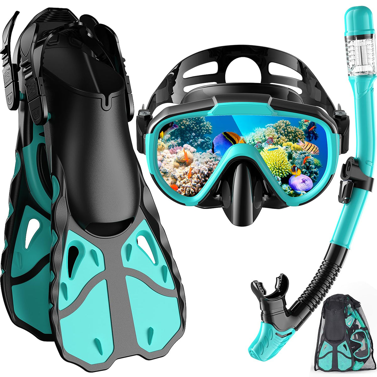 Vengreedo Adult Snorkeling Set with Mask, Fins & Dry Top