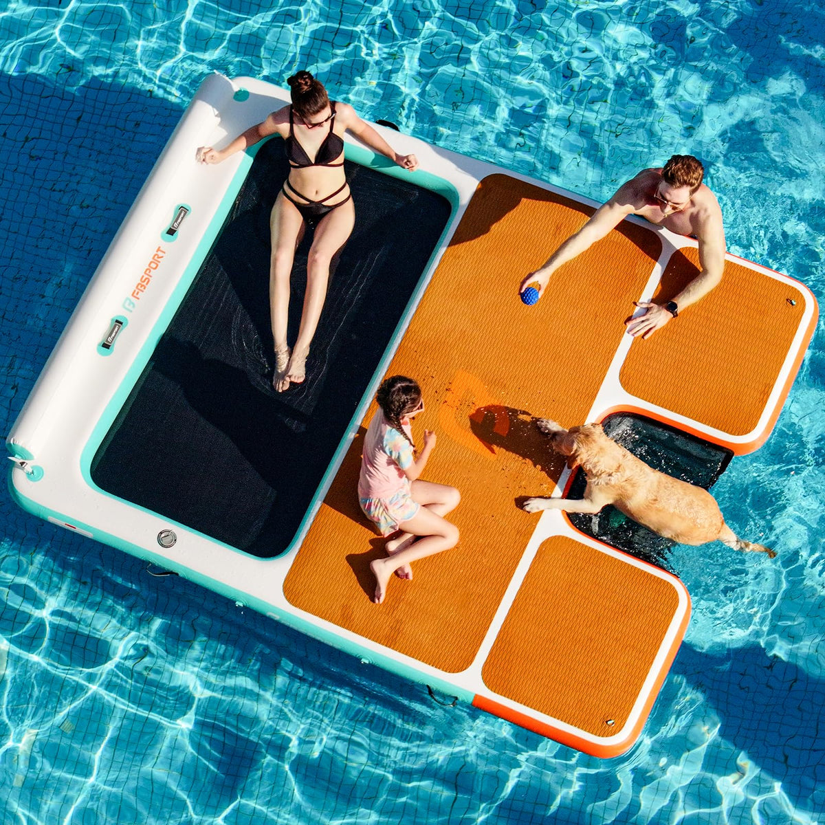 FBSPORT Inflatable Floating Dock & Dog Ramp with Ladder