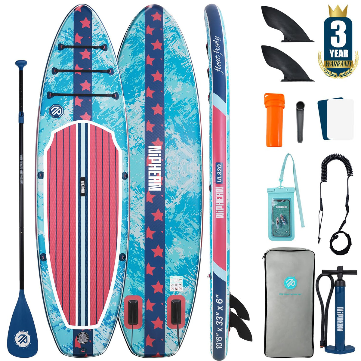 Niphean 10'6"/12'6" Inflatable SUP Board with Accessories
