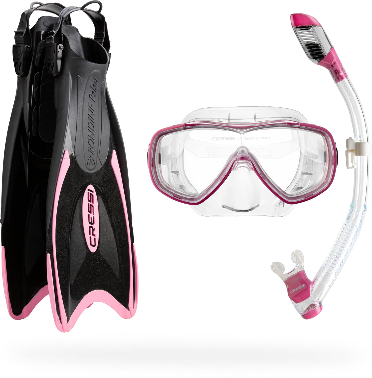 Cressi Palau Adult Snorkel Set with Dry Snorkel and Fins