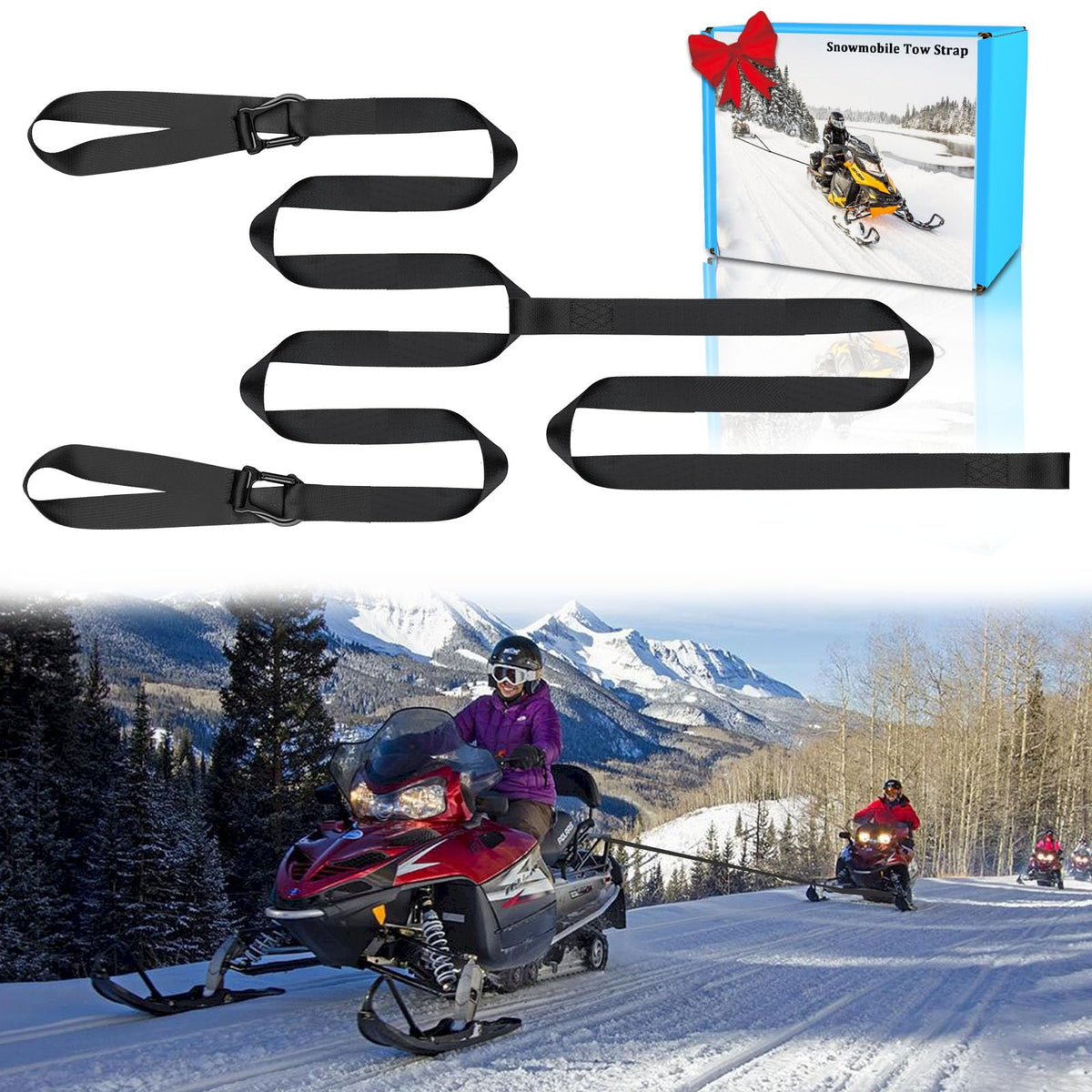 Botepon 10-Foot Snowmobile and ATV Tow Rope with Hook