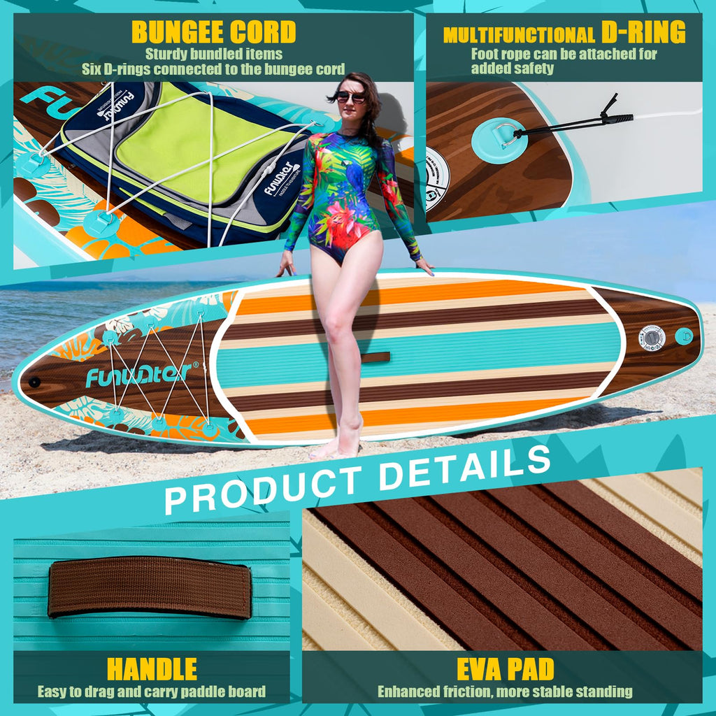 FunWater Inflatable Paddle Board with Beginner SUP Accessories
