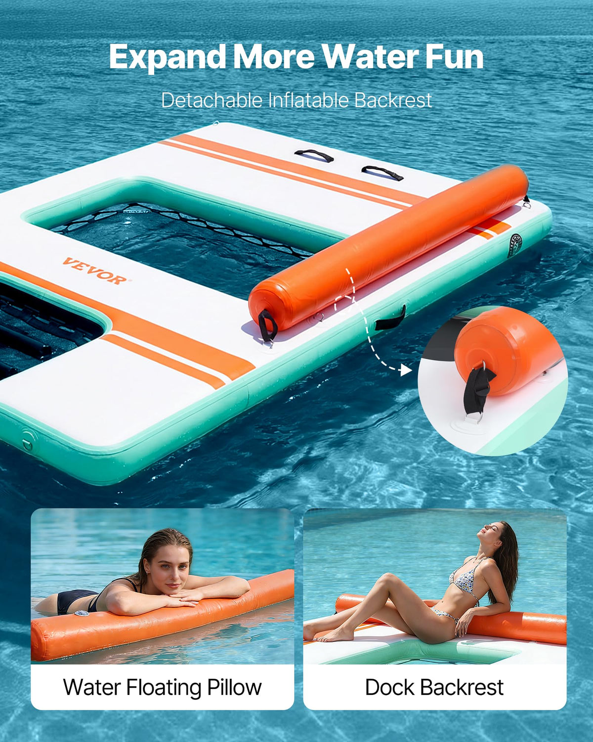 VEVOR Non-Slip Inflatable Floating Dock with Ladder