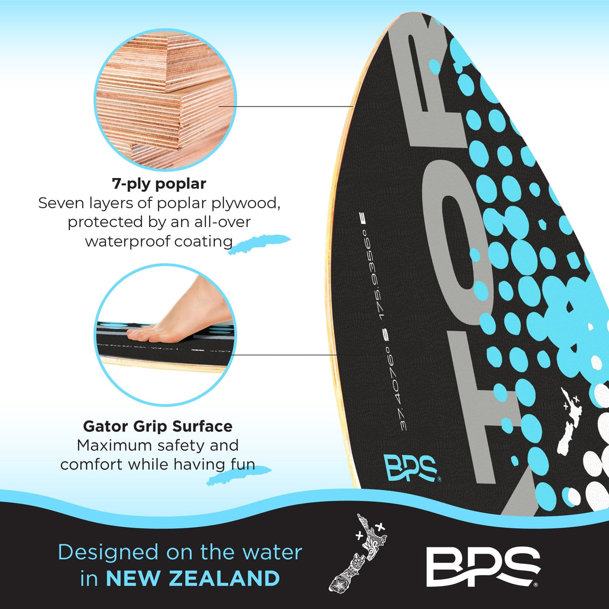 BPS Gator Wooden Skimboard for Kids and Adults