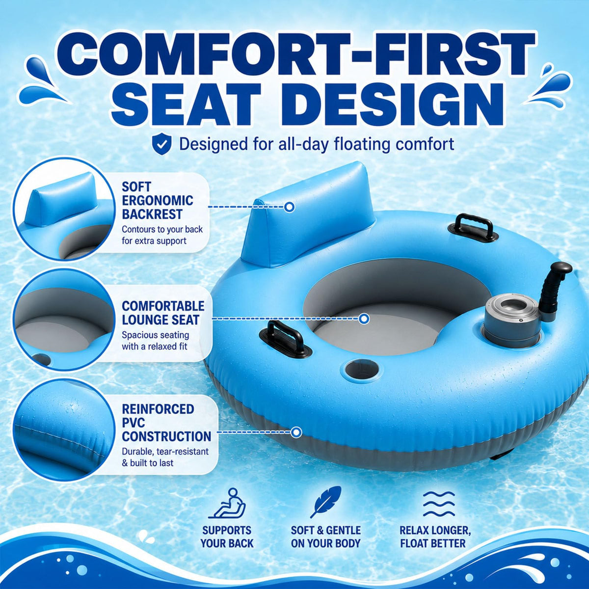 Motorized Inflatable Pool Float Lounger for Adults