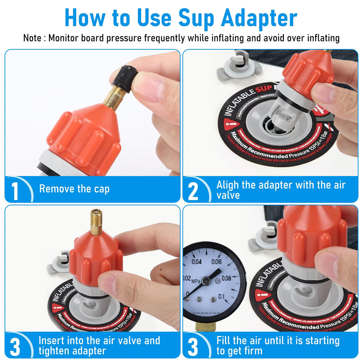 Aoiiefe 2-Pack SUP Pump Adapters for Paddle Boards