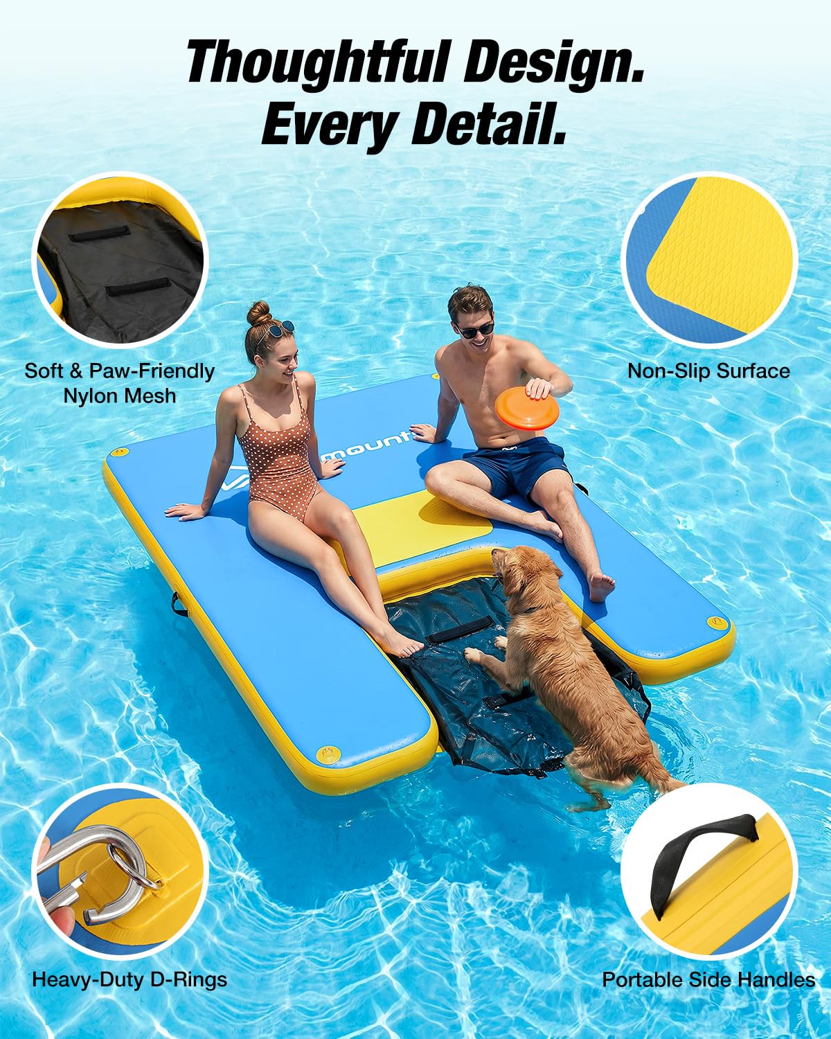 Inflatable Floating Dock with Dog Ramp & 700 lb Capacity