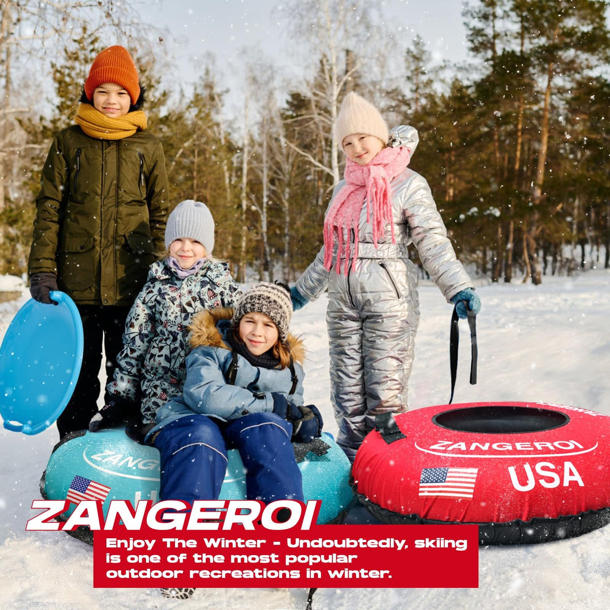 Heavy-Duty Inflatable Snow Tube with Cover for Sledding
