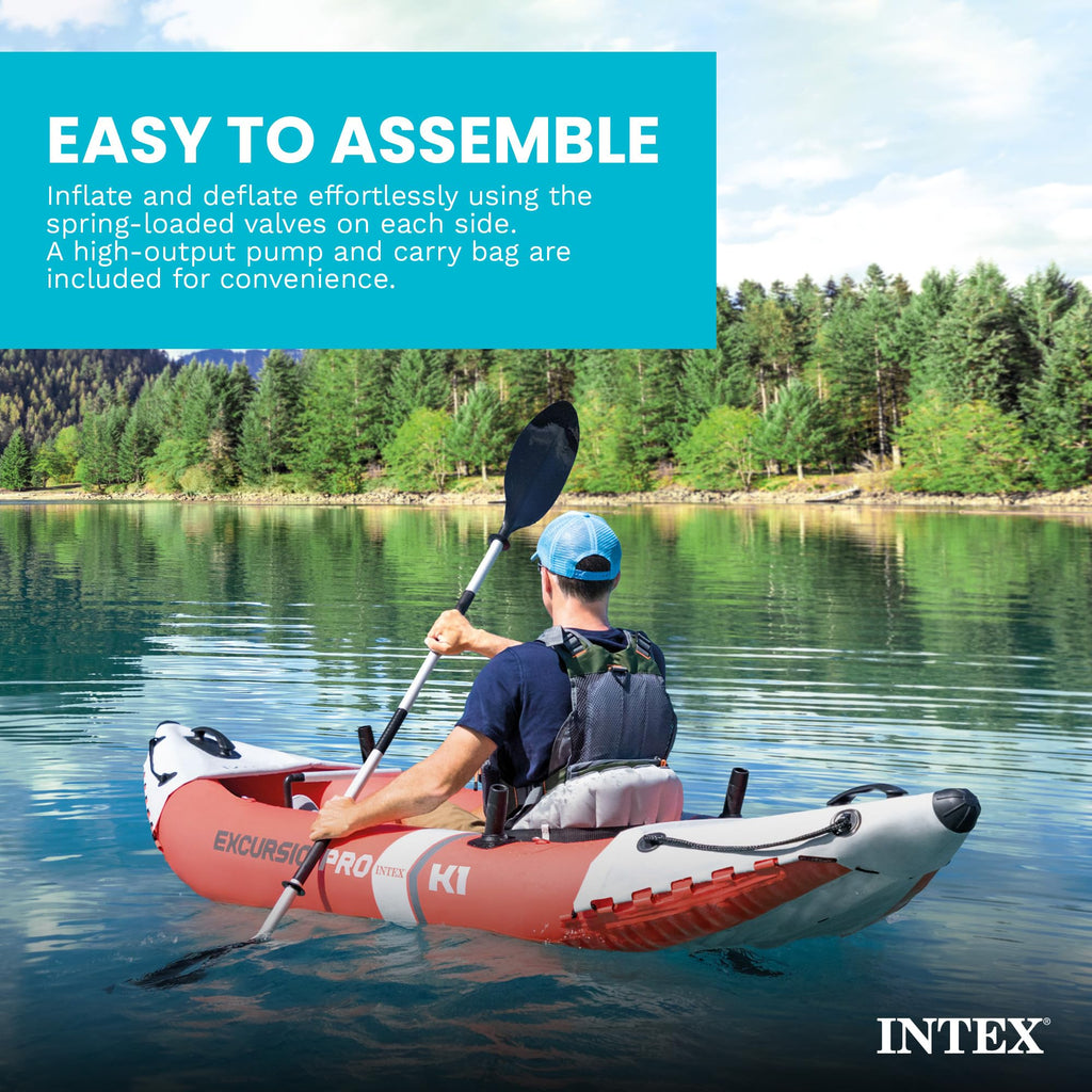 INTEX Excursion Pro Inflatable Kayak Set with Paddles & Pump